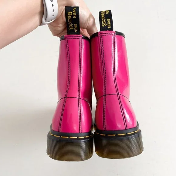 Dr. Martens Hot Pink 1460 Patent Leather Lace Up Combat Ankle Boot Womens Size 7 - Picture 6 of 12